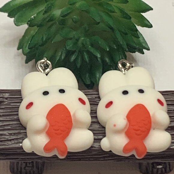 Bunny Earring, Easter Earring, Fish Earring, Rabbit Earring, Gift Idea, Fishing - Picture 2 of 6